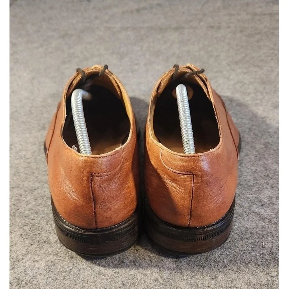 Mango Man Shoes Mens Size 10.5 Brown‎ Leather Cap Toe Oxford Dress Made In Spain